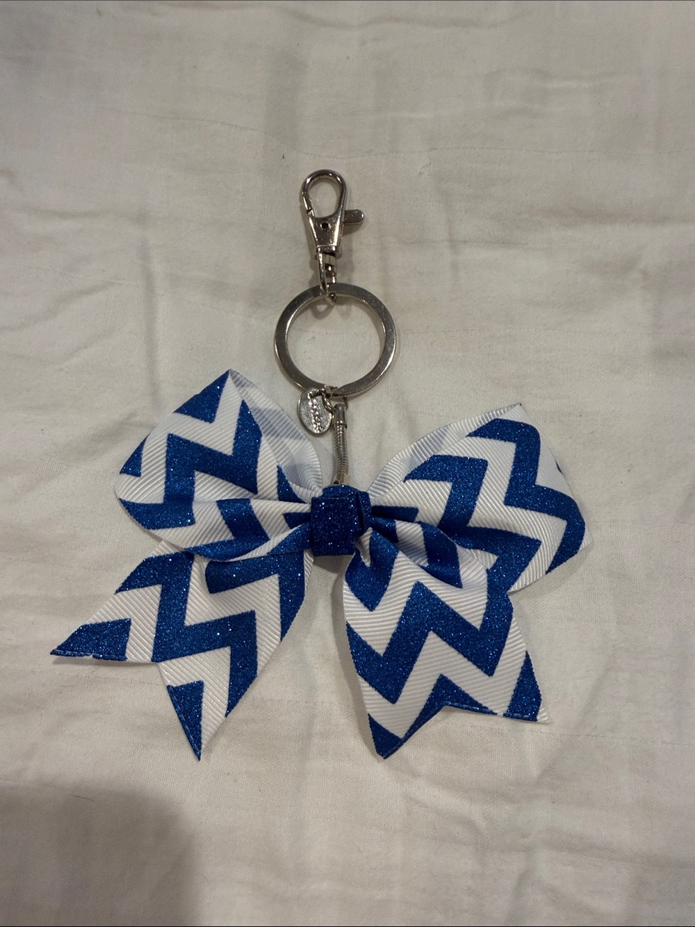 Blue Chevron Bow Key & Card Holder Keychain